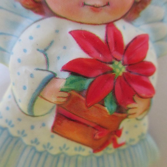 Poinsettia Angel Brooch Resin Angel With A Poinsettia Plant Angel Brooch - Picture 8 of 10